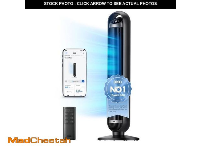 Lot 74-13691674 - DREO 36 in. Smart Tower Fan, 8 Speed, DC Motor, 25 DB Quiet, 90ÃâÃÂ° Oscillating with Remote and...