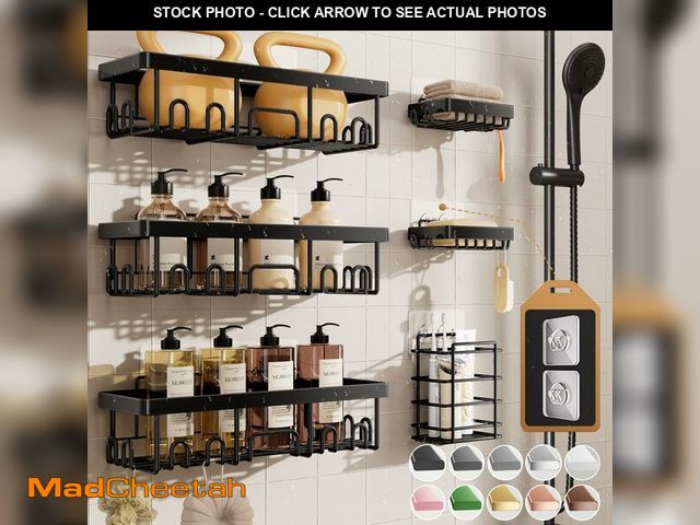 Lot 74-12718500 - Veken Rustproof &amp; Waterproof Shower Caddy 6-Pack, No Drilling Adhesive Shelves Rack with Soap Ho...