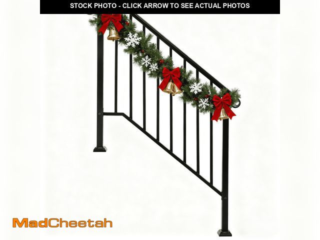 Lot 74-12782642 - Zimtown Outdoor Iron Handrail with Powder Coating for 3-4 Steps, Matte Black Finish - UNUSED