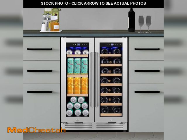Lot 74-12168554 - Nipus 24 in. Dual Zone 20-Bottle and 65-Can Beverage &amp; Wine Cooler Four Door Handles Wine Fridge...