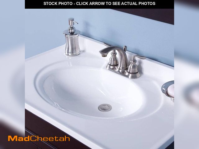 Lot 74-13778803 - (MISSING BACKSPLASH )Glacier Bay 31 in. W x 22 in. D Cultured Marble White Round Single Sink Vanity ...