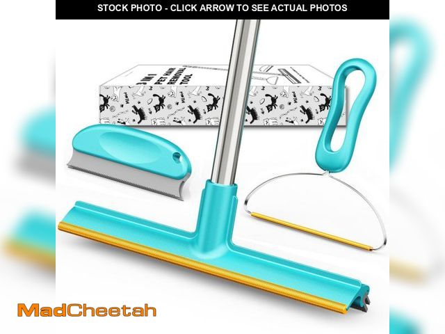 Lot 74-12112650 - Carpet Rake for Pet Hair Removal (3 Pack), Dog Cat Fur Remover Rubber Broom, Stainless Steel Long Ha...