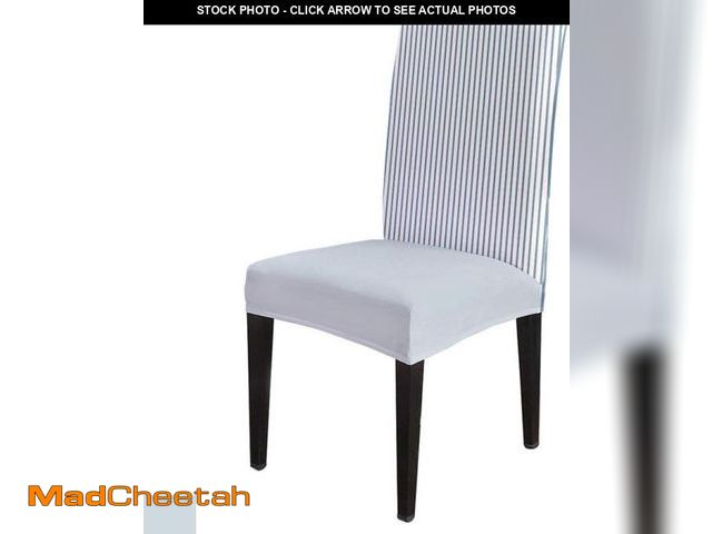 Lot 74-11557089 - Stretch Chair Cover Dining Room Chair Covers Set of 4 Simple Pinstripe Light Blue and White Removabl...