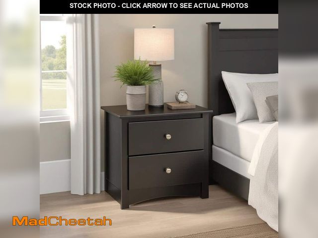 Lot 74-12663969 - Sonoma Black 2-Drawer 23.25 in. W Traditional Nightstand Side Table, Night Stand Bedside Table, Nigh...