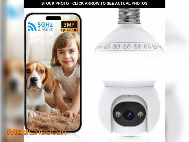Lot 74-12974526 - Light Bulb Camera Outdoor,5G&amp; 2.4G WiFi Security Cameras Wireless Outdoor,3MP&amp; 360ÃÂ° PTZ L...