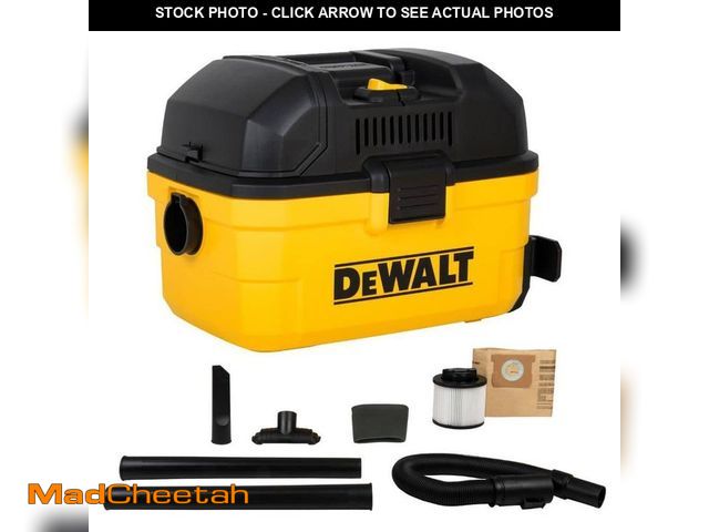 Lot 74-14345096 - (MISSING 2 ATTCHMENTS) DEWALT 4 Gal. 5.0 HP Poly Wet/Dry Vacuum with Hose and Accessories - UNUSED
