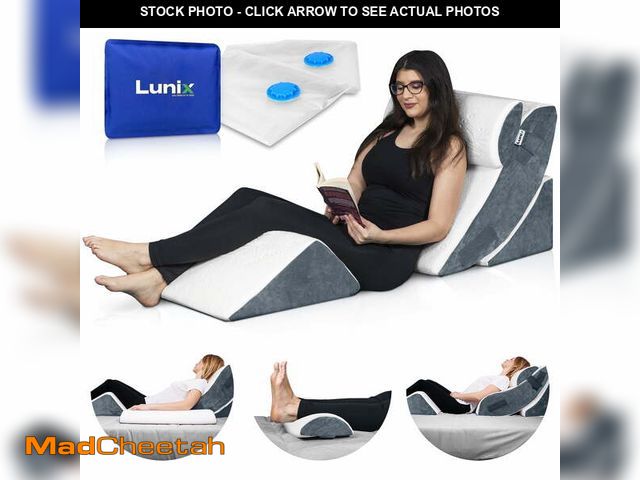Lot 74-12983603 - Lunix LX5 4Pcs Orthopedic Bed Wedge Pillow Set â Memory Foam Wedge Pillow for Sleeping, Leg, Knee,...