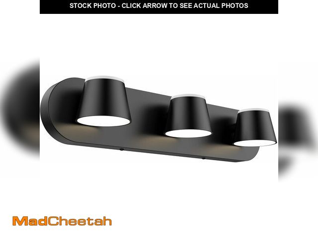 Lot 74-13659673 - URSOLA 3 Light Bathroom Vanity Light, LED Black Vanity Light Fixtures, Up and Down Rotatable Dimmabl...