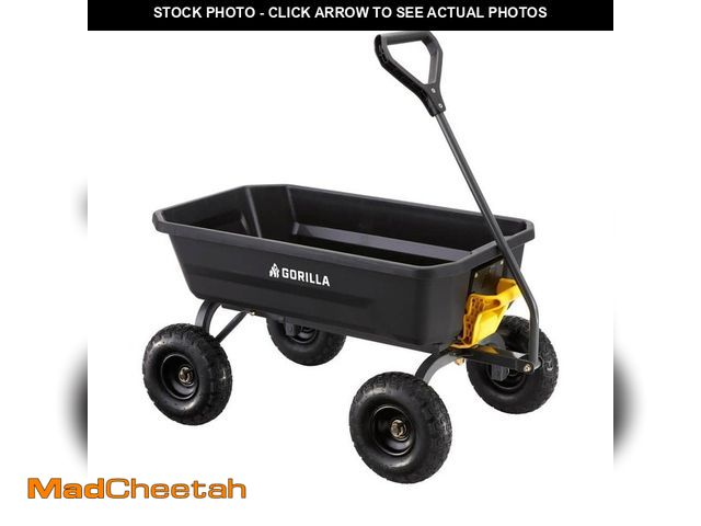 Lot 74-14115366 - GORILLA CARTS 4 cu. ft. Patented Poly Dumping Garden Cart, 600 lbs. Capacity, 35 in. x 22 in. x 8 in...
