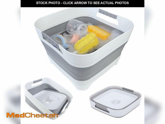 Lot 74-14209066 - GIMWA 2.6 Gallon Collapsible Wash Basin - Large Capacity Portable Dish Tub with Drain Plug for Baby ...