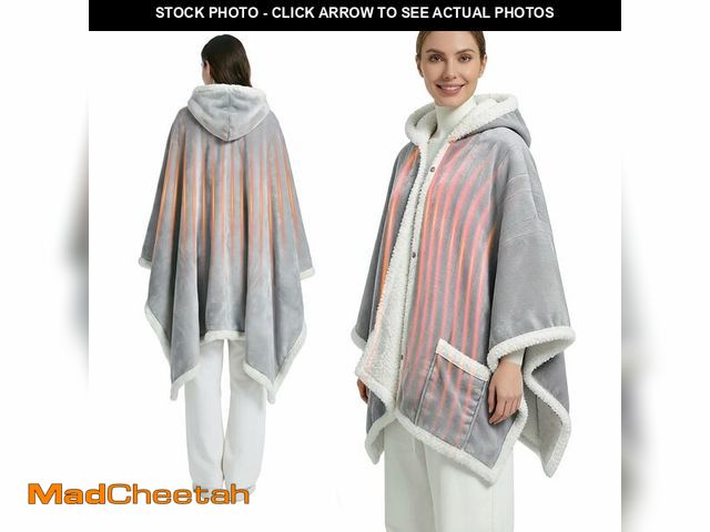 Lot 74-13717873 - Myiosus Heated Blanket Wearable Shawl, Electric Wrap Poncho Blanket Hoodie with Pockets, Velvet &amp...