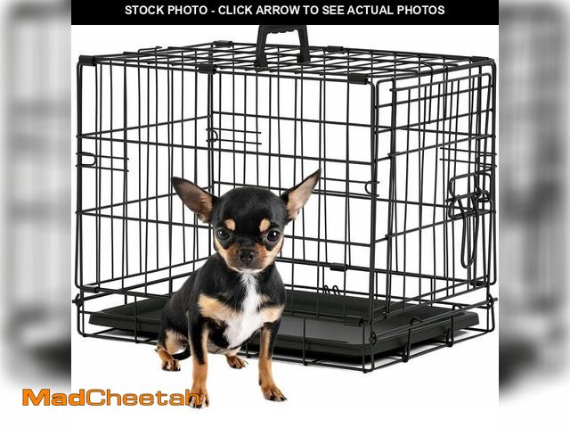 Lot 74-13382189 - BestPet | Dog Crate | 18" | Black | Foldable Metal Kennel with Single Doors, Secure Slide-Bolt Latch...