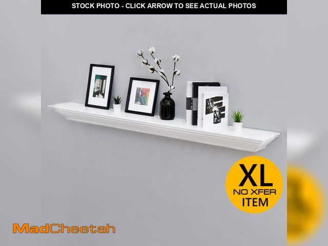 Lot 74-12899323 - WELLAND 72-Inch Fireplace Mantel Shelf Wall Mounted,White Corona Crown Molding Ledge Floating Shelf,...