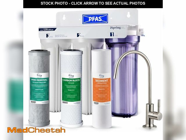 Lot 74-12633124 - iSpring US31-PF Classic 3-Stage Under Sink Water Filtration System for Drinking, SGS-Tested PFAS Red...