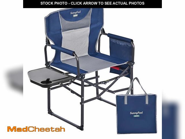 Lot 74-13815325 - Sunnyfeel Camping Directors Chair, Heavy Duty,Oversized Portable Folding Chair with Side Table, Pock...