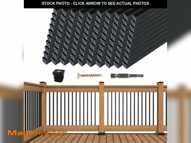 Lot 74-12903297 - Muzata 100Pack 36" x3/4" Aluminum Deck Balusters Square Baluster Deck Railing Black Hollow Spindles ...