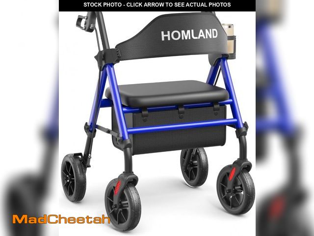 Lot 74-12448119 - HOMLAND Walkers for Seniors with Seat, Foldable Rollator Walker, Reinforced Aluminum Frame, 8" Big R...