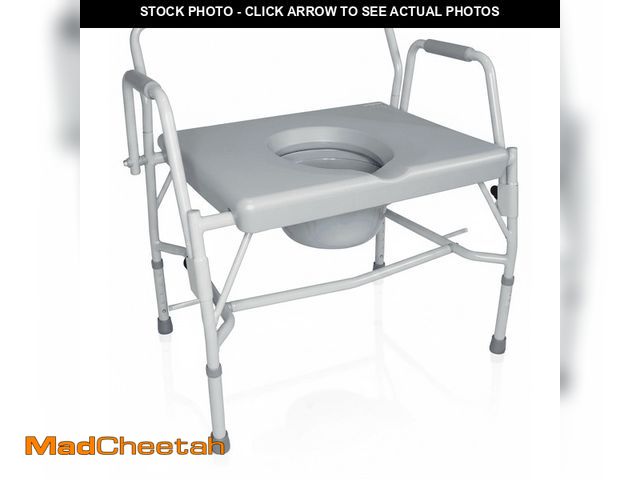 Lot 74-13773833 - DMI Drop-Arm Bedside Commode, Extra-Wide Seat, 500 lb Capacity, Portable Toilet Chair with Bucket an...