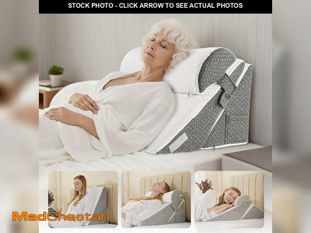 Lot 74-13042584 - (MISSING NECK PILLOW) Grnoedn Wedge Pillow for Sleeping,Orthopedic Adjustable Memory Foam Bed Wedge ...