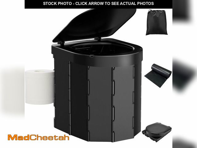 Lot 74-12457975 - Portable Camping Toilet, Folding Toilet for Adults with Lid and Retractable TP Holder, Waterproof Po...