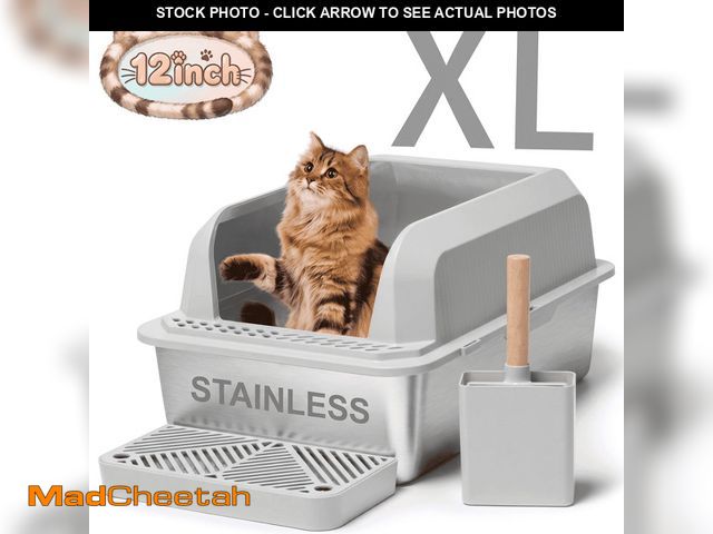 Lot 74-14604523 - Naipo XL Stainless Steel Cat Litter Box with High Wall Side, 23.5"Ã15.5"Ã12", XL Litter Box with S...