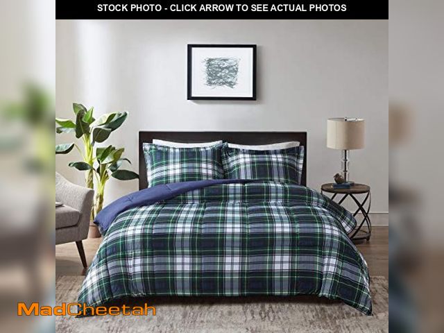 Lot 74-12510336 - Madison Park Essentials Parkston Plaid Comforter, Matching Sham, 3M Scotchguard Stain Release Cover,...