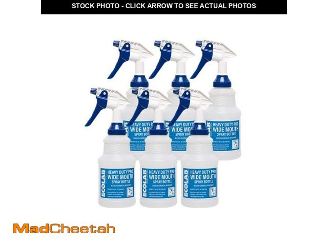 Lot 74-14080113 - ECOLAB 32 oz. Heavy-Duty Pro Wide Mouth Bleach Resistant Spray Bottle (6-Pack) - UNUSED
