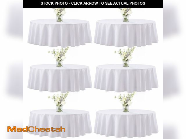 Lot 74-13951149 - joybest 6 Pack Round Tablecloths - 60 Inches in Diameter White Table Cloth Fit 20 to 42 Inches Table...