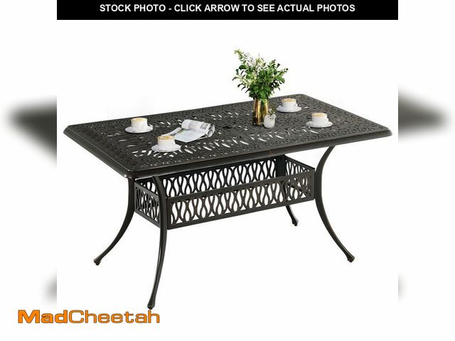 Lot 74-13561594 - DWVO Cast Aluminum Outdoor Dining Table, 59'' Patio Table w/Max Bearing 220 LBS, Patio Dining Table ...