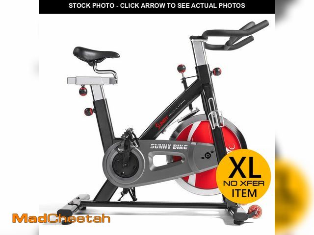 Lot 74-12568379 - Sunny Health &amp; Fitness Indoor Cycling Exercise Bike with Heavy-Duty 49 LB Chrome Flywheel, Stati...