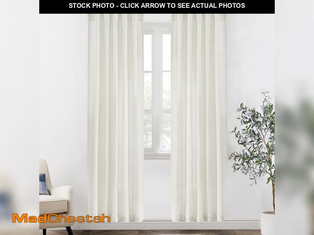 Lot 74-11559172 - XTMYI 80 Inch Closet Curtains for Bedroom Closet Door,Linen Cotton Boho Semi Sheer Back Tab Pleated ...