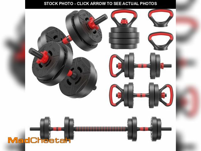 Lot 74-12572235 - OLIXIS Adjustable Dumbbell 4 IN 1 Set, Changeable Dumbbells, Barbell, Kettlebells and Push Up Stand,...