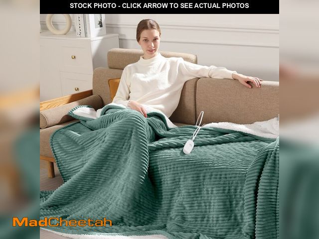 Lot 74-14208222 - Electric Blanket Twin Heated Blanket 62x84'', Soft Flannel &amp; Sherpa Warming Blanket for Office w...