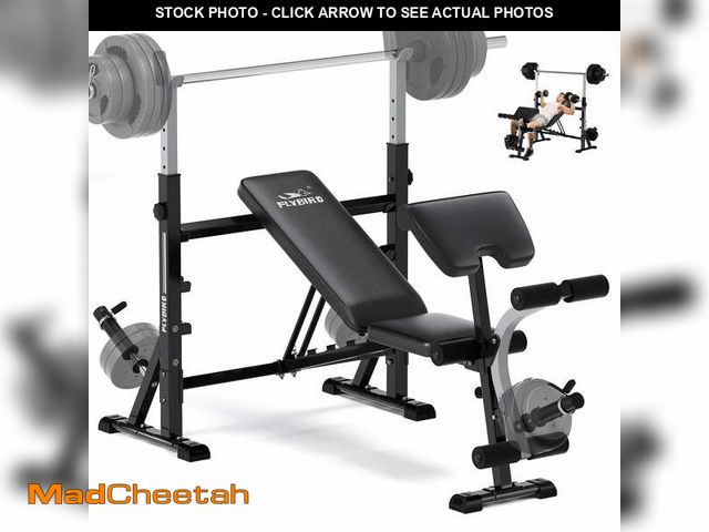 Lot 74-13766894 - Flybird Standard Weight Bench with Preacher Curl, Leg Developer, Chest &amp; Shoulder Rack - UNUSED
