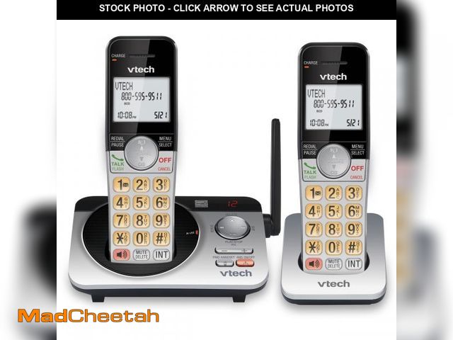 Lot 74-12526401 - VTech CS5229-2 2 Handset Extended Range DECT 6.0 Cordless Phone with Answering System (Silver/Black)...