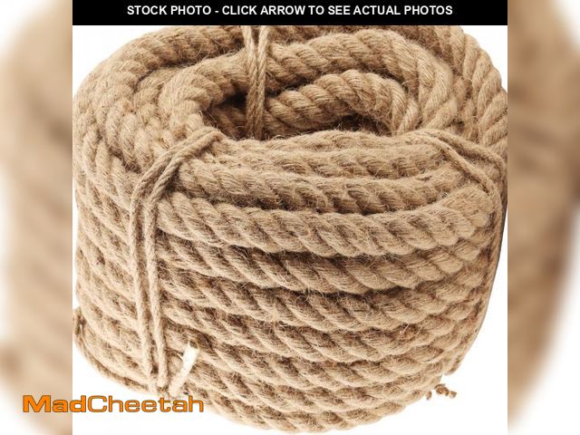 Lot 74-11748279 - HOIGON Jute Rope 1-1/5 Inch x 49 Feet, Thick Twist Hemp Rope, Natural Heavy Duty Manila Rope for Gar...