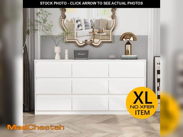Lot 74-12586939 - White 9-Drawer Wood Chest of Drawers 31.5 in. H x 63 in. W x 15.7 in. D Dresser Storage Cabinet - UN...