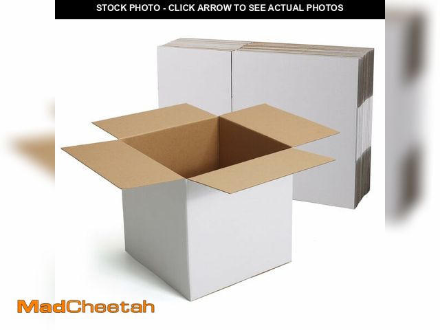 Lot 74-13959381 - CRUGLA 10x10x10 Shipping Boxes 15 Pack, White Corrugated Cardboard Boxes with Side-Lock and Pre-Appl...