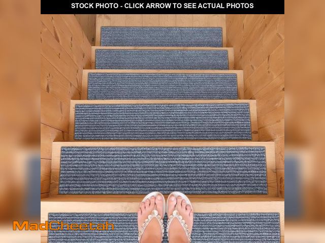 Lot 74-12137930 - Ottomanson Non-Slip Rubberback Solid Design 8" x 30" Indoor/Outdoor Stair Treads, 7 Pack, Gray - UNU...
