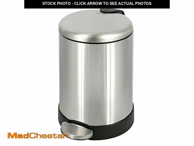 Lot 74-12544077 - GLAD Small Trash Can, 1.2 Gallon | Round Stainless Steel Garbage Bin with Soft Close Lid &amp; Step ...