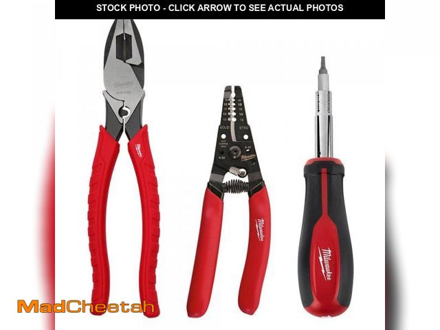 Lot 74-12543263 - Milwaukee Electrician's Screwdriver, Lineman's Plier &amp; Wire Stripper Hand Tool Kit (3-Piece) - U...