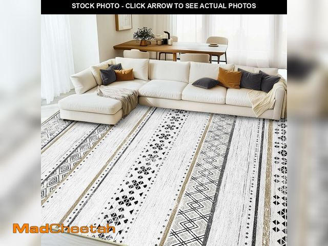 Lot 74-13709255 - BESTSWEETIE 8x10 Area Rugs for Living Room Washable Moroccan Farmhouse Neutral Geometric Low Pile No...