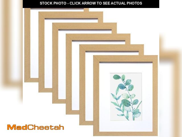 Lot 74-12302865 - 8x10 Picture Frame Natural Woodgrain Set of 6, Display Pictures 5x7 With mat or 8x10 Without Mat - U...