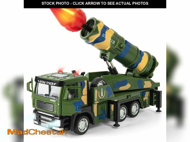 Lot 74-12703567 - Military Missile Launch Truck Toy, with Lights Sounds and Pull Back Army Car, Alloy Die-cast Simulat...