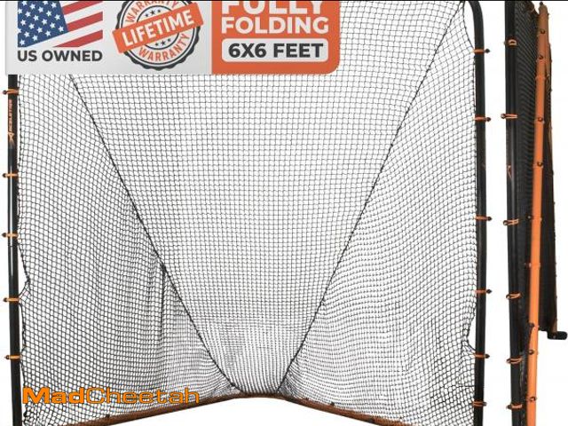 Lot 74-12029602 - Lacrosse Goal Net (6'W x 6'H x 7'D) Folding Lacrosse Net for Backyard | Powder Coated Steel Frame, U...