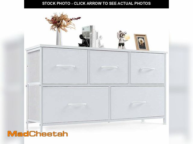 Lot 74-14434451 - CONCETTA Dresser 5 Fabric Storage Drawer Dresser, TV Stand, Chest of Drawers for Bedroom, Closet, En...
