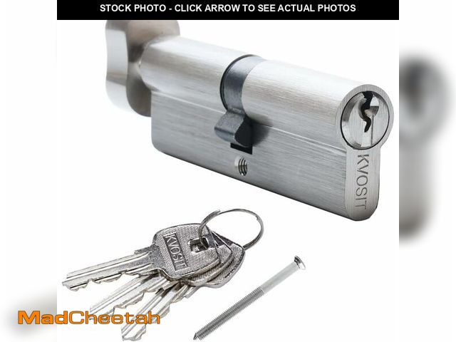 Lot 74-12331863 - Solid Brass Door Lock Cylinder with 3 Brass Keys 90mm Storm Door Lock Replacement Brushed Nickel Cyl...