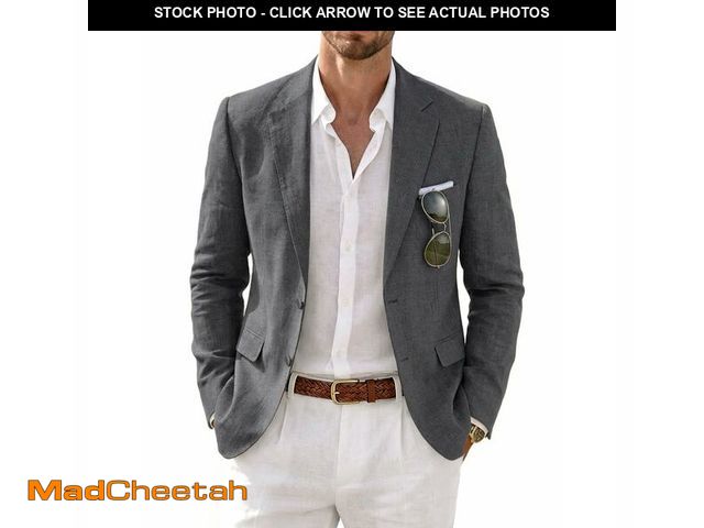 Lot 74-13963523 - MrSure Men's 2 Buttons Linen Blazer, Casual Sport Coat, Solid Lightweight Suit Jacket for Daily Deep...