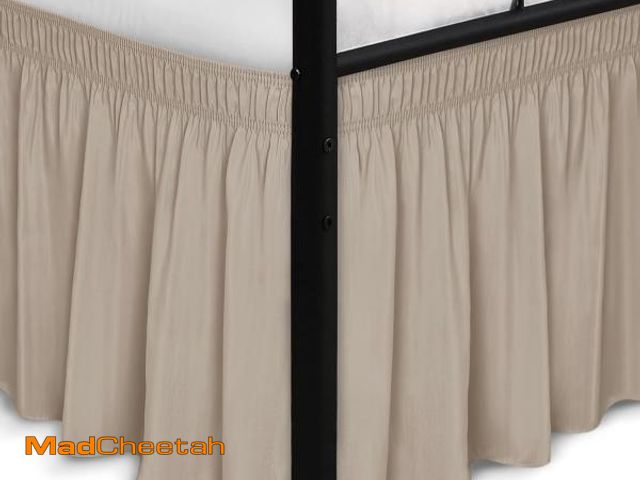 Lot 74-11547338 - Biscaynebay Wrap Around Bed Skirts with Split Corners for Queen Beds 15" Drop, Light Camel Adjustabl...