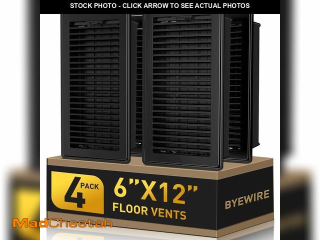 Lot 74-13960417 - Floor Register Fits 6x12 and 12x6 Duct Opening - Heavy Duty Walkable Floor Vent Covers 4 Pack - High...